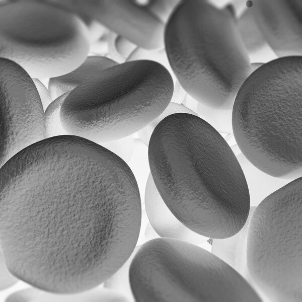 Blood cells, medical or microbiological background with depth of field. 3d illustration