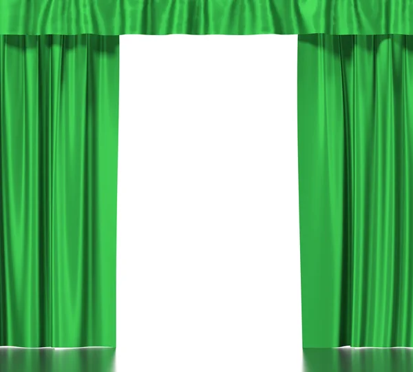 Tende di seta verde con giarrettiera isolata su sfondo bianco. Illustrazione 3d Alta risoluzione — Foto Stock