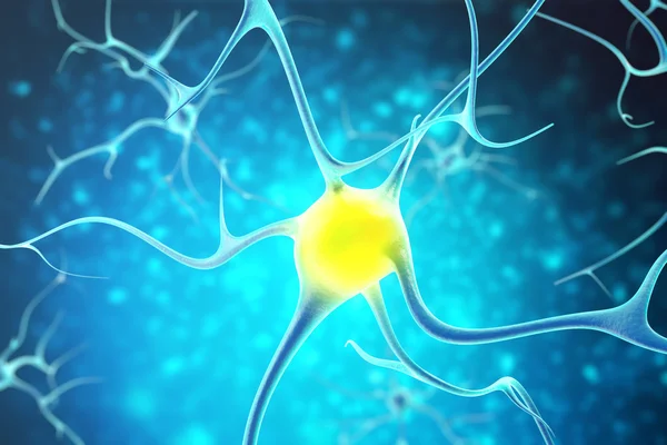 Neuronen in het menselijk zenuwstelsel met het effect van diepte veld. 3D-rendering — Stockfoto