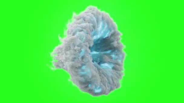 Girdap dumanı portalı açılıyor, dünyanın başka bir boyutuna geçit açılıyor. Bulutların sihirli kapısı, siyah arka planda duman. Portalın içindeki mavi enerji emisyonu, yeşil ekranlı 3D 4k animasyon — Stok video