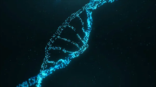 Abstrakti DNA-molekyyli hiukkasista. Käsitys digitaalisen DNA:n, ihmisen genomin. Lääketieteellinen tutkimus, geenitekniikka, biologia, 3D-kuvitus tekijänoikeusvapaita kuvapankkikuvia