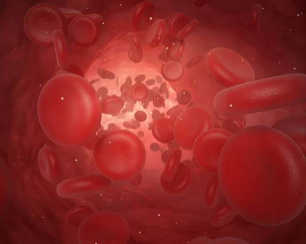 Illustration of red blood cells in the artery — Stock Photo, Image