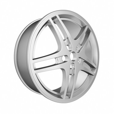 Beyaz arka plan üzerinde izole araba krom jant.