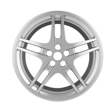 Beyaz arka plan üzerinde izole araba krom jant.