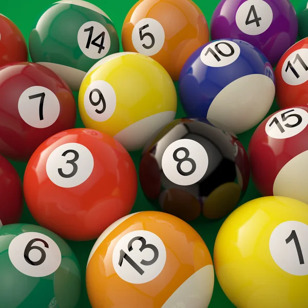 Group of shiny billiard balls — Stock Photo, Image