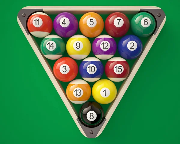 Billiard balls in a triangle — Stock Photo, Image