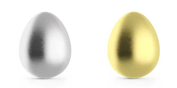 Set of Easter eggs, gold and silver. — Stock Photo, Image