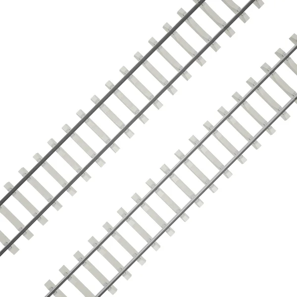 Csoport vasutak szögben elszigetelt fehér background — Stock Fotó