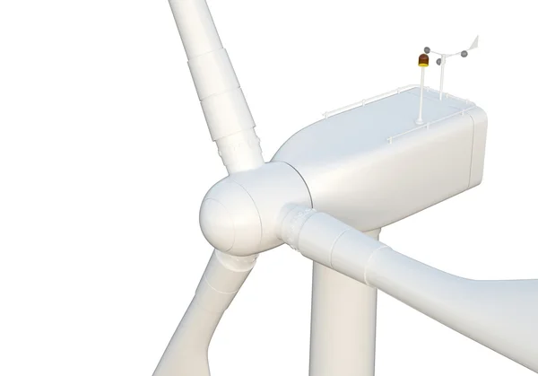 Windturbine geïsoleerd op witte achtergrond. — Stockfoto