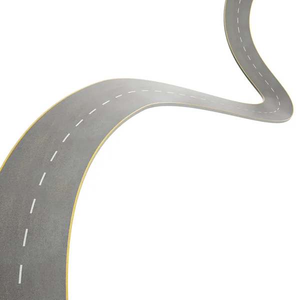 Illustration of a curving, bending road, isolated on white background. — Stock Photo, Image