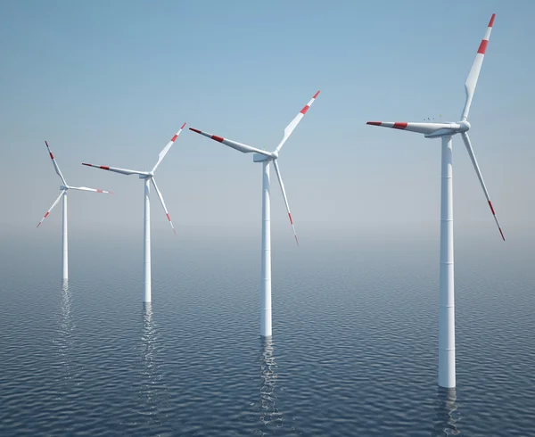 Wind turbines in the ocean. — Stock Photo, Image