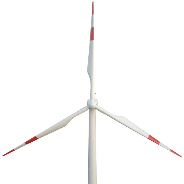 Windturbine geïsoleerd op witte achtergrond. — Stockfoto