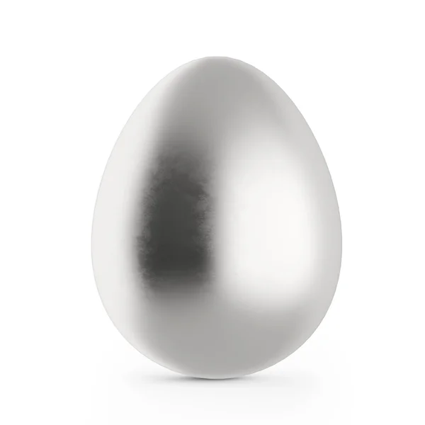 Huevo de plata 3d realista aislado sobre un fondo blanco . —  Fotos de Stock