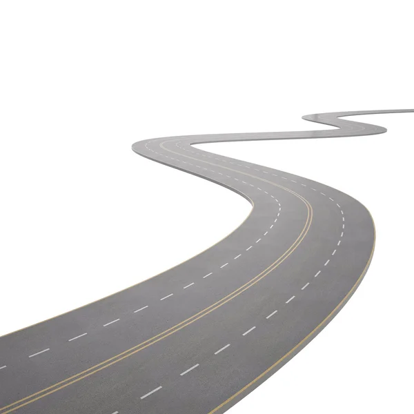 Illustratie van een gebogen, buigen road, geïsoleerd op witte achtergrond. — Stockfoto