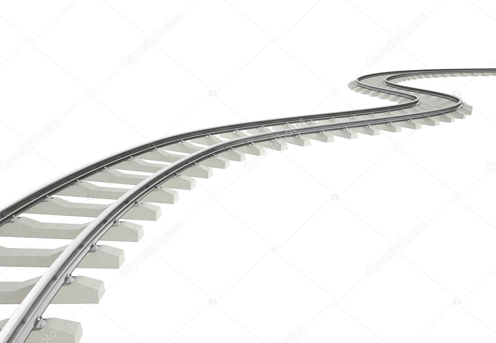 Illustration bend, turn railroad isolated on white background.
