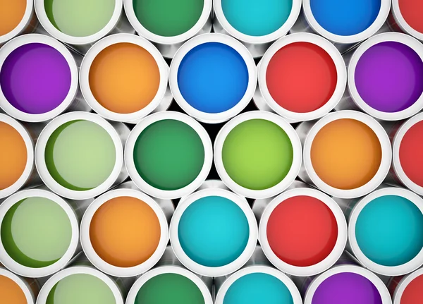 Colorful tins of paint for the background. — Stock Photo, Image