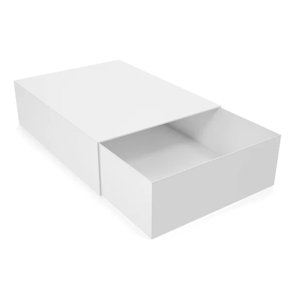Nyitott fehér üres doboz. — Stock Fotó