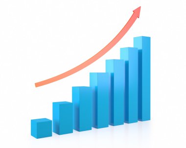 Üst yükselen kırmızı bir ok olan başarılı büyüme grafik iş kavramı.