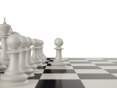 Önce piyonlar bir satranç tahtası üzerinde hareket.