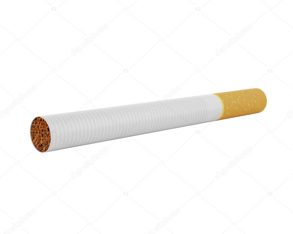 Smoking cigarette isolated on a white background