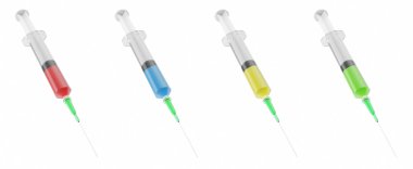 farklı renkli sıvı ile şırıngalar dizi resimler