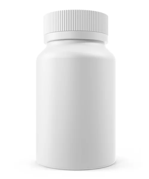 Witte lege Jar voor tabletten met schaduw. — Stockfoto