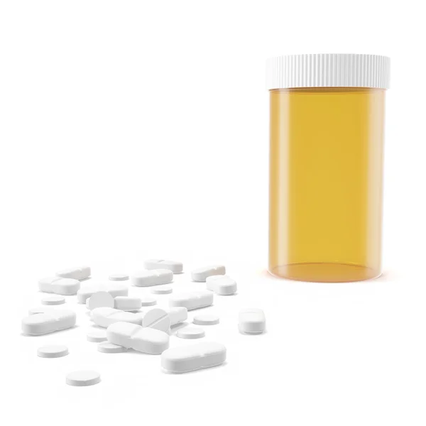 Yellow pill jar of pills on the floor. — Stock Photo, Image