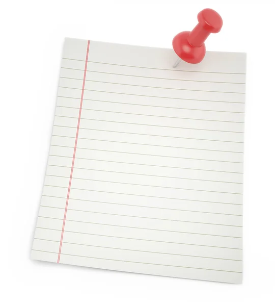 Blanco papier voor notities met schaduwen punaise geïsoleerd op een witte achtergrond. — Stockfoto