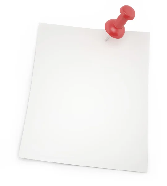 Czysty papier do notatki z cieni szpilka na białym tle na białym tle. — Zdjęcie stockowe