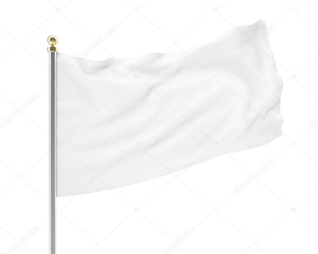 llustration of an empty white flag developing isolated. High-resolution image