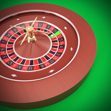 Casino rulet yeşil bir arka plana sahip.