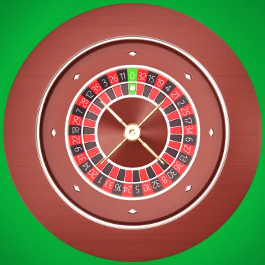 Casino rulet yeşil bir arka plana sahip.