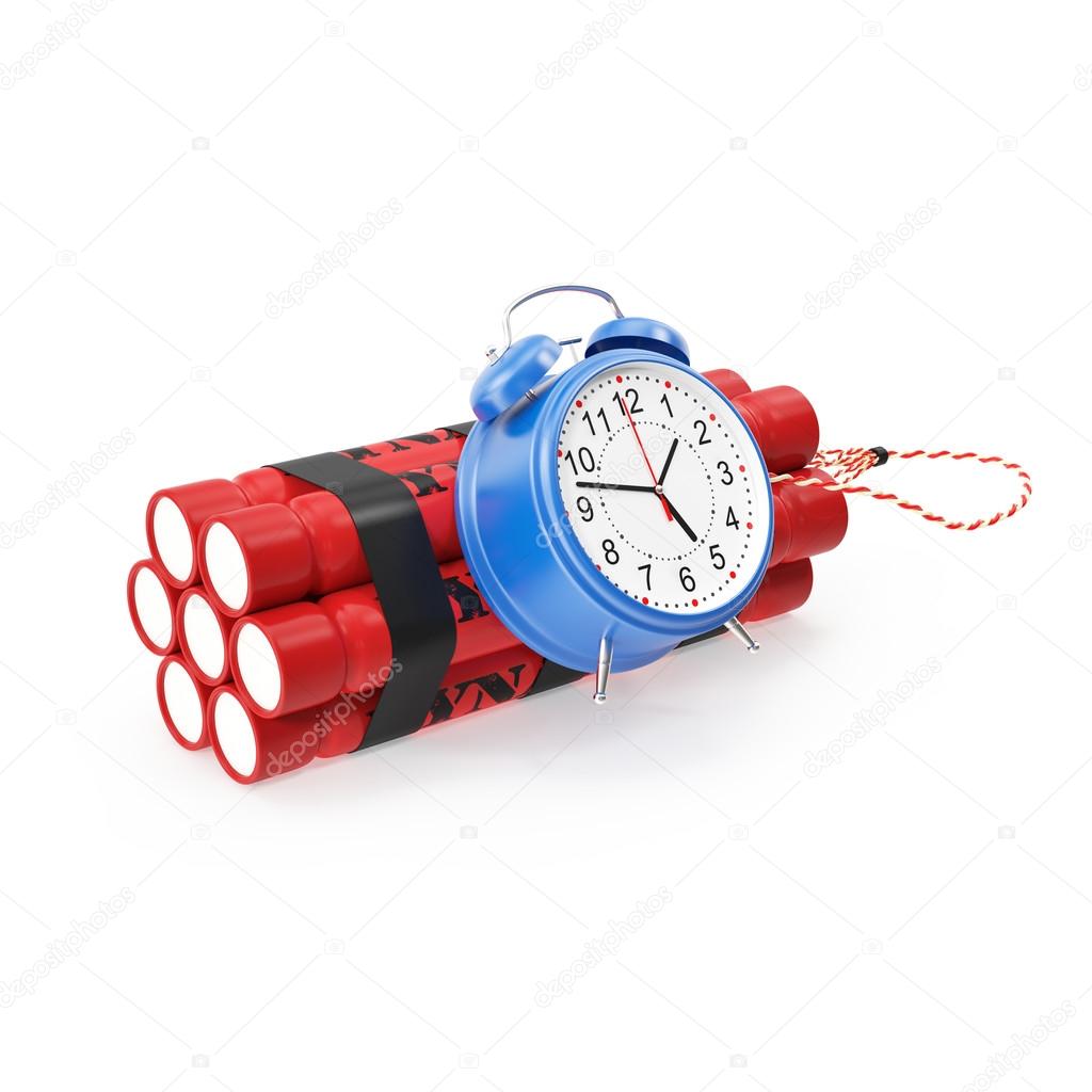 TNT, Dynamite time bomb on a white background.