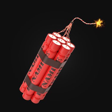 Red burning dynamite isolated on background. clipart