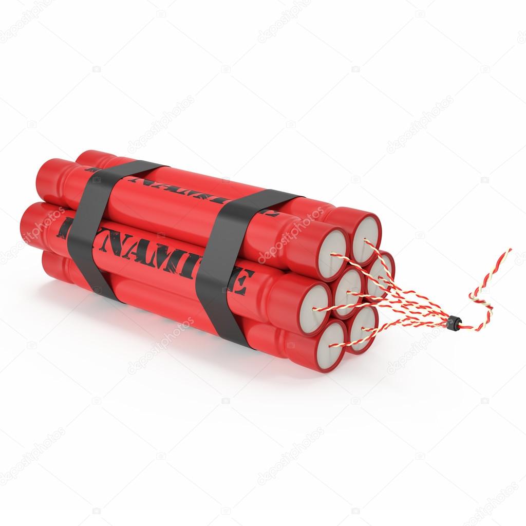 TNT, dynamite bomb isolated on white background