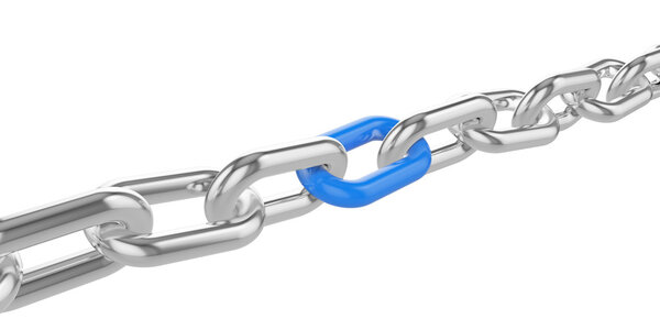 Chrome chain with a blue link at the centre
.