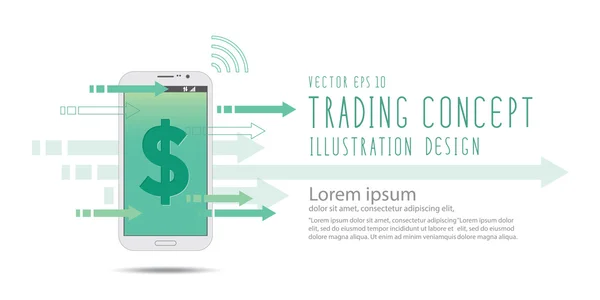 Financial on mobile phone banner vector. — Stock Vector
