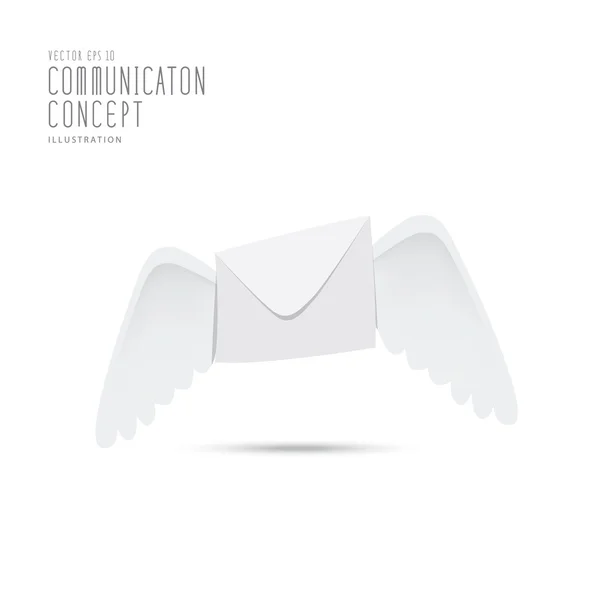 Envelope with wings indicative of the fast vector. — Stock Vector
