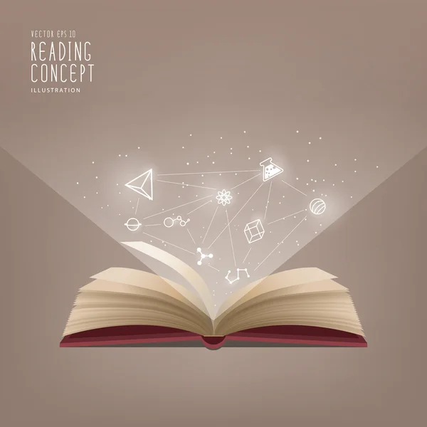 Το κόκκινο βιβλίο είναι ανοιχτό, το εικονίδιο αναφέρεται στην γνώση και τη μάθηση — Διανυσματικό Αρχείο