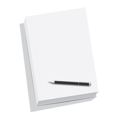Beyaz arka plan üzerinde beyaz kitap üzerinde siyah kalem alay 