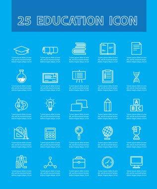 25 ince çizgi basit ve güzel simgeler için eğitim vec kullanın