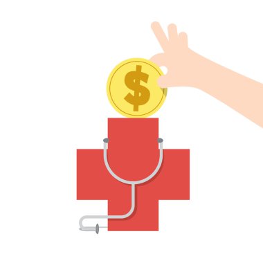 Sağlıklı illüstrasyon vect için bakım için para tasarrufu ve harcama