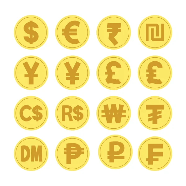 Münzen für Wechselkurse Illustrationsvektor. Finanzen c — Stockvektor