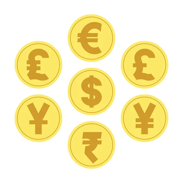 Pièces de monnaie pour vecteur d'illustration de taux de change. Finances C — Image vectorielle