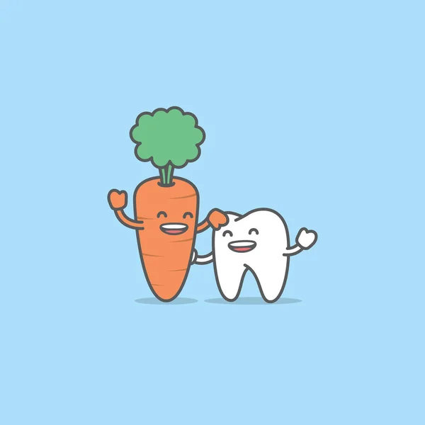 Personaje Dibujos Animados Dientes Ser Amigable Con Zanahoria Significado Diente — Archivo Imágenes Vectoriales