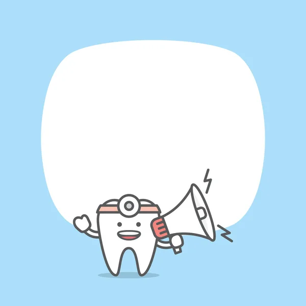 Blank Banner Stomatologiczna Kreskówka Ząb Lekarz Charakter Tekst Box Ilustracja — Wektor stockowy