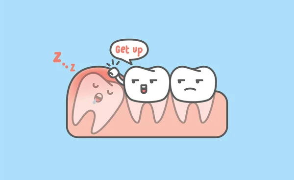 Dibujos Animados Dentales Dientes Blancos Tratan Conseguir Diente Impactación Hacia — Archivo Imágenes Vectoriales