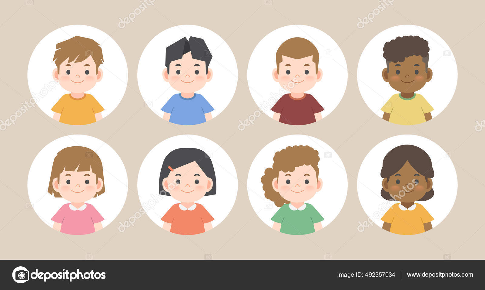 Cute kids face avatar cartoon character with different hair style vector illustration set Stock Vector Adobe Stock #20 Cute kids face avatar cartoon character with different hair style vector illustration set Stock Vector Adobe Stock