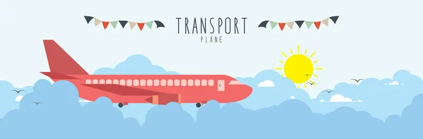 Avião no céu, na nuvem. (transporte ) —  Vetores de Stock