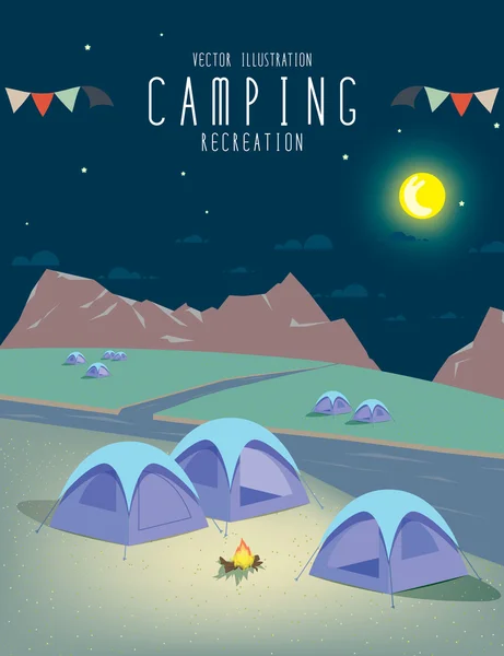 Camping in the natural atmosphere. (Night) Royalty Free Stock Vectors